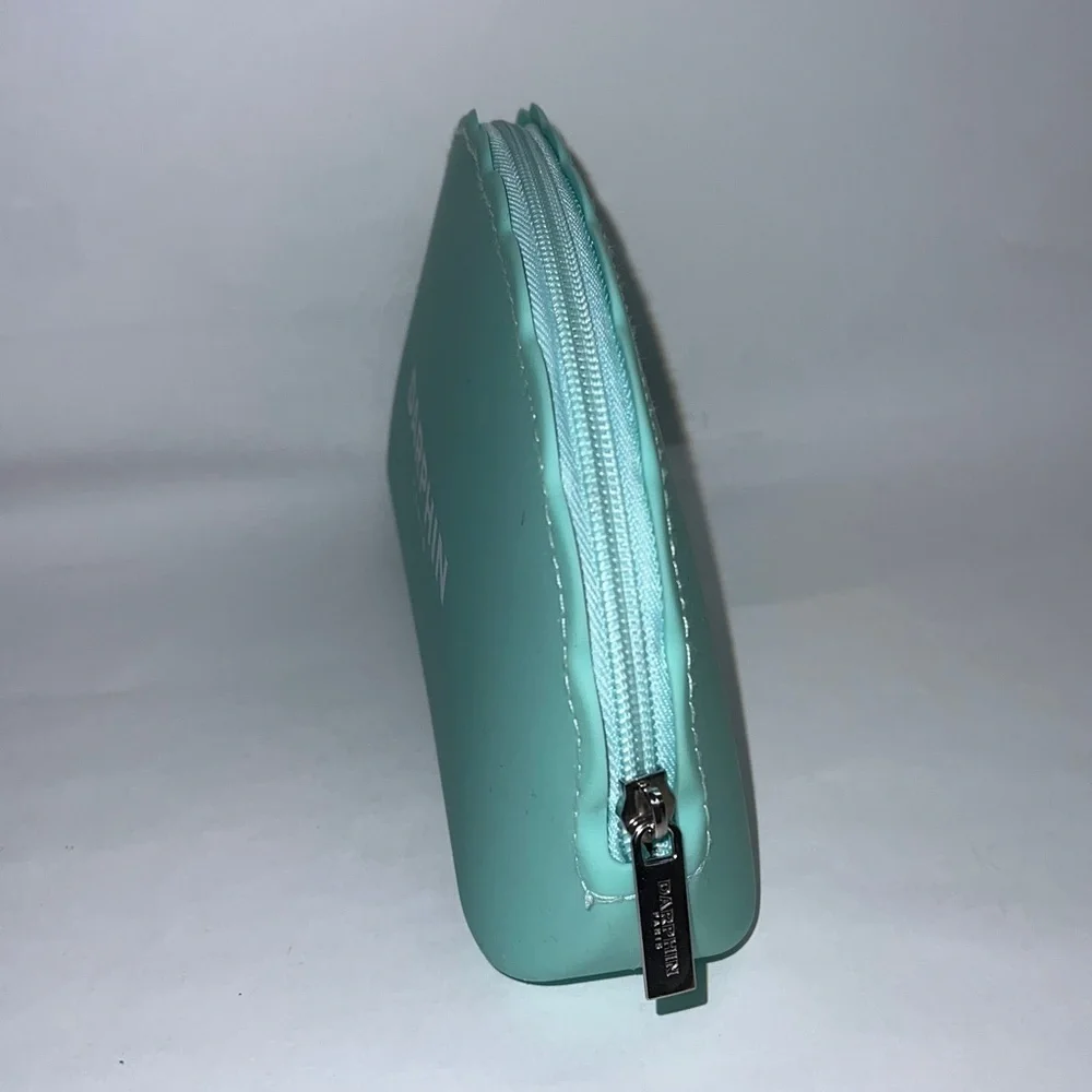 Darphin Large Light Green Zip Silicone Pouch Clutch